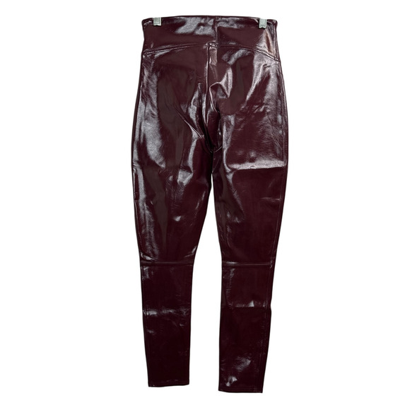 NWT Spanx Faux Patent Leather Burgundy Leggings Women’s Size Small - Picture 9 of 10